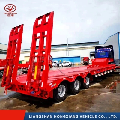 Стальной 13м 60тонна Гидравлический Lowboy Low Bed Truck Trailer для перевозки тяжелых грузов