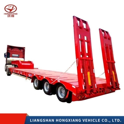 Стальной 13м 60тонна Гидравлический Lowboy Low Bed Truck Trailer для перевозки тяжелых грузов