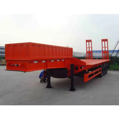 80 т 3 оси Lowboy Low Flatbed Loader Trailer с плоской конструкцией