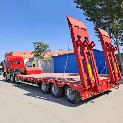 3 оси Железный Lowboy Low Bed Loader Лежащий полуприцеп для тяжелого транспорта