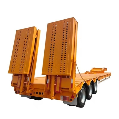 100 т 3 оси низкая кровать Lowboy плоский полуприцепный грузовик с гидравлическим подъемником и гусиной шеей