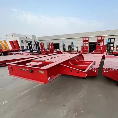 100 т 3 оси низкая кровать Lowboy плоский полуприцепный грузовик с гидравлическим подъемником и гусиной шеей
