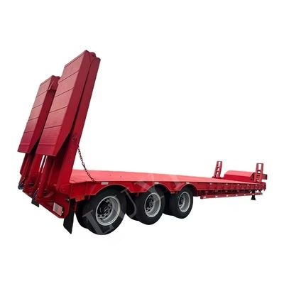 100 т 3 оси низкая кровать Lowboy плоский полуприцепный грузовик с гидравлическим подъемником и гусиной шеей
