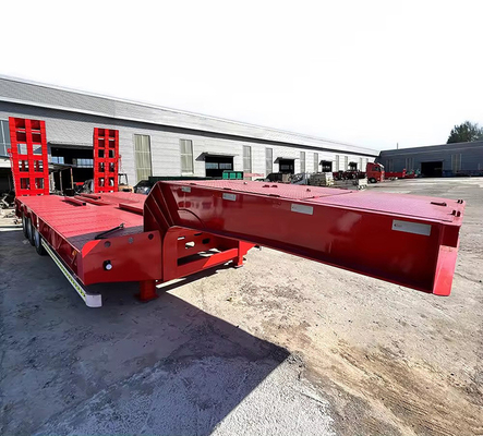 60 80 100 тонн Гошачий горлок Отсоединяемый низкогрузчик Lowboy грузовик Flatbed Lowbed Semi-Trailer