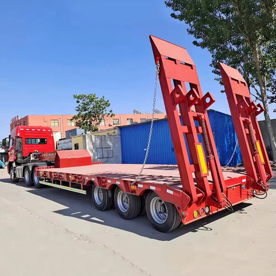 Настройка 3 оси 80т Lowbed Lowboy Low Flatbed Loader Drop Deck Trailer Tread 1820 мм