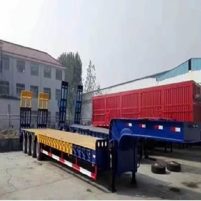 Настройка 3 оси 80т Lowbed Lowboy Low Flatbed Loader Drop Deck Trailer Tread 1820 мм