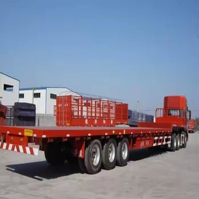 Тяжелое оборудование для перевозки Lowboy 100 тонн 4 оси Нижний полуприцеп с железным кузовом