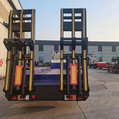 10 Номер шины Тяжелая работа 3 оси Lowboy прицеп 60 80 100 тонн Low Bed Semi Truck Trailer