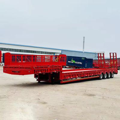 10 Номер шины Тяжелая работа 3 оси Lowboy прицеп 60 80 100 тонн Low Bed Semi Truck Trailer