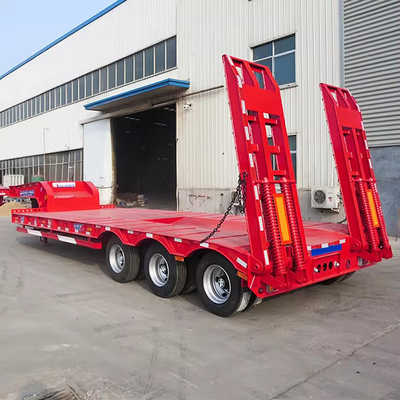 10 Номер шины Тяжелая работа 3 оси Lowboy прицеп 60 80 100 тонн Low Bed Semi Truck Trailer