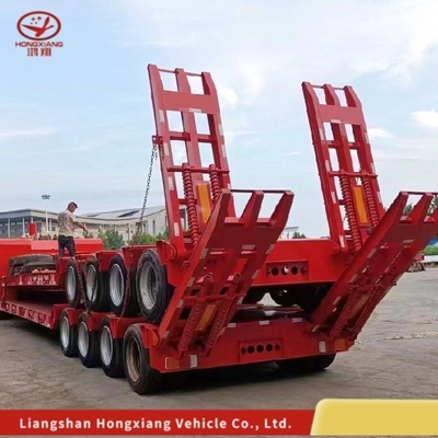 Q345b / T700 Стальной основной балл 3/4 оси прицеп для грузовых автомобилей с низким покрытием для тяжелых машин
