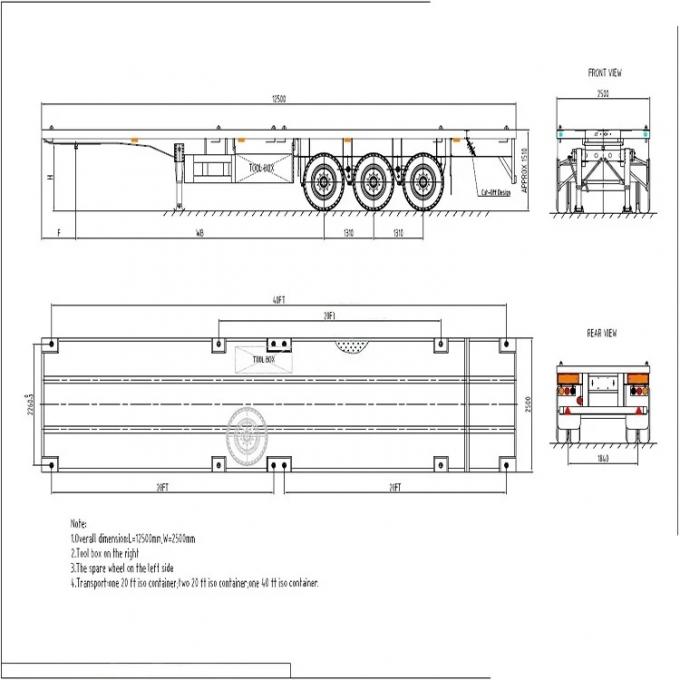 20 or 40 Foot Container Carrier Trailer 20/40 Skeleton Chassis Semi Trailer 45′ Skeleton Shipping Container Semi-Trailer
